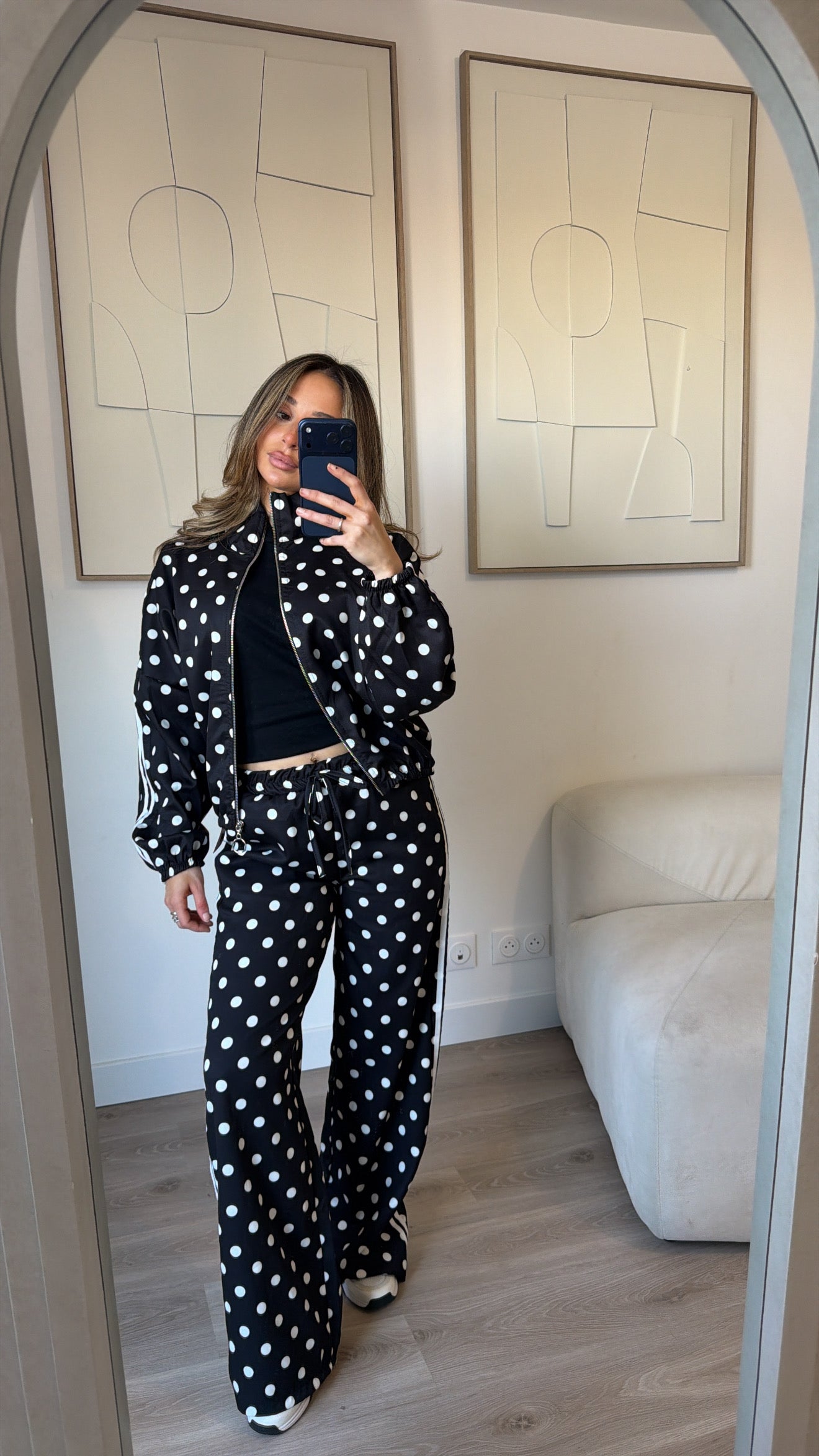 Ensemble jogging à pois [ noir ]