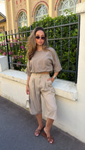 T-shirt court bouffant [ taupe ]