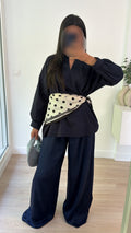 Pantalon satiné xtra long [ bleu marine ]