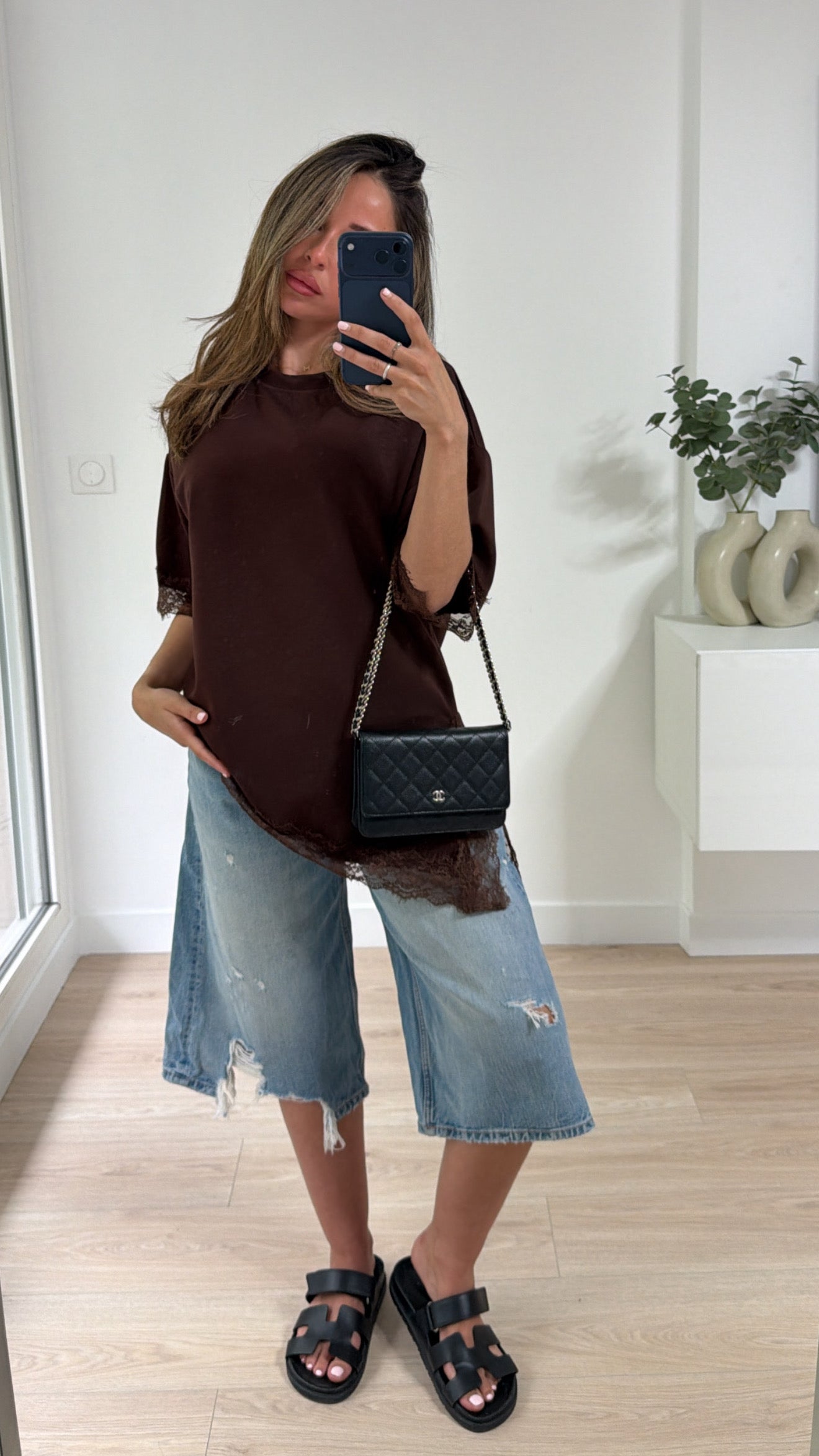 T-shirt dentelle [ marron ]