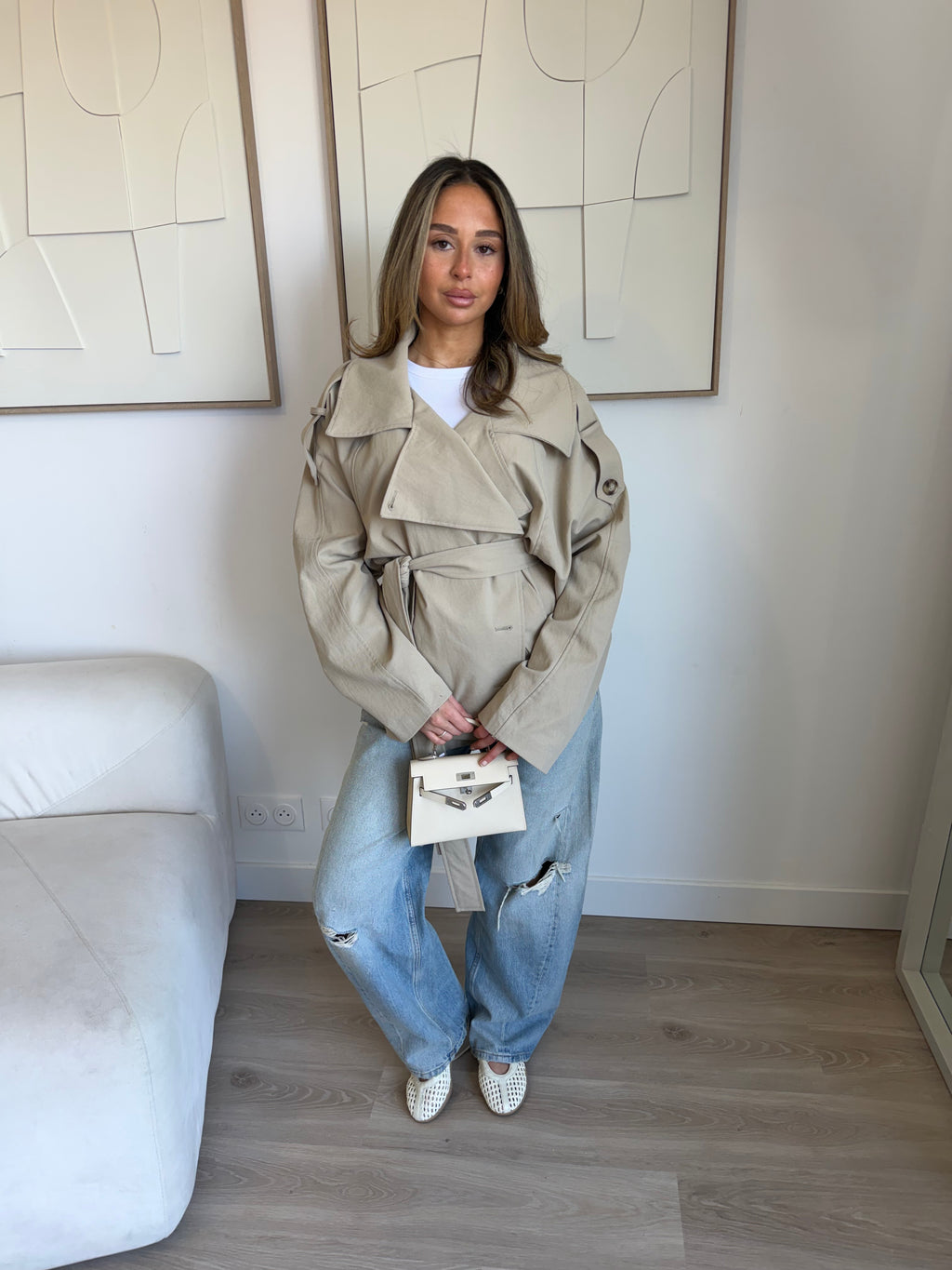 Trench court oversize [ beige ]