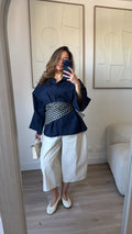 Foulard à carreaux [ bleu marine ]