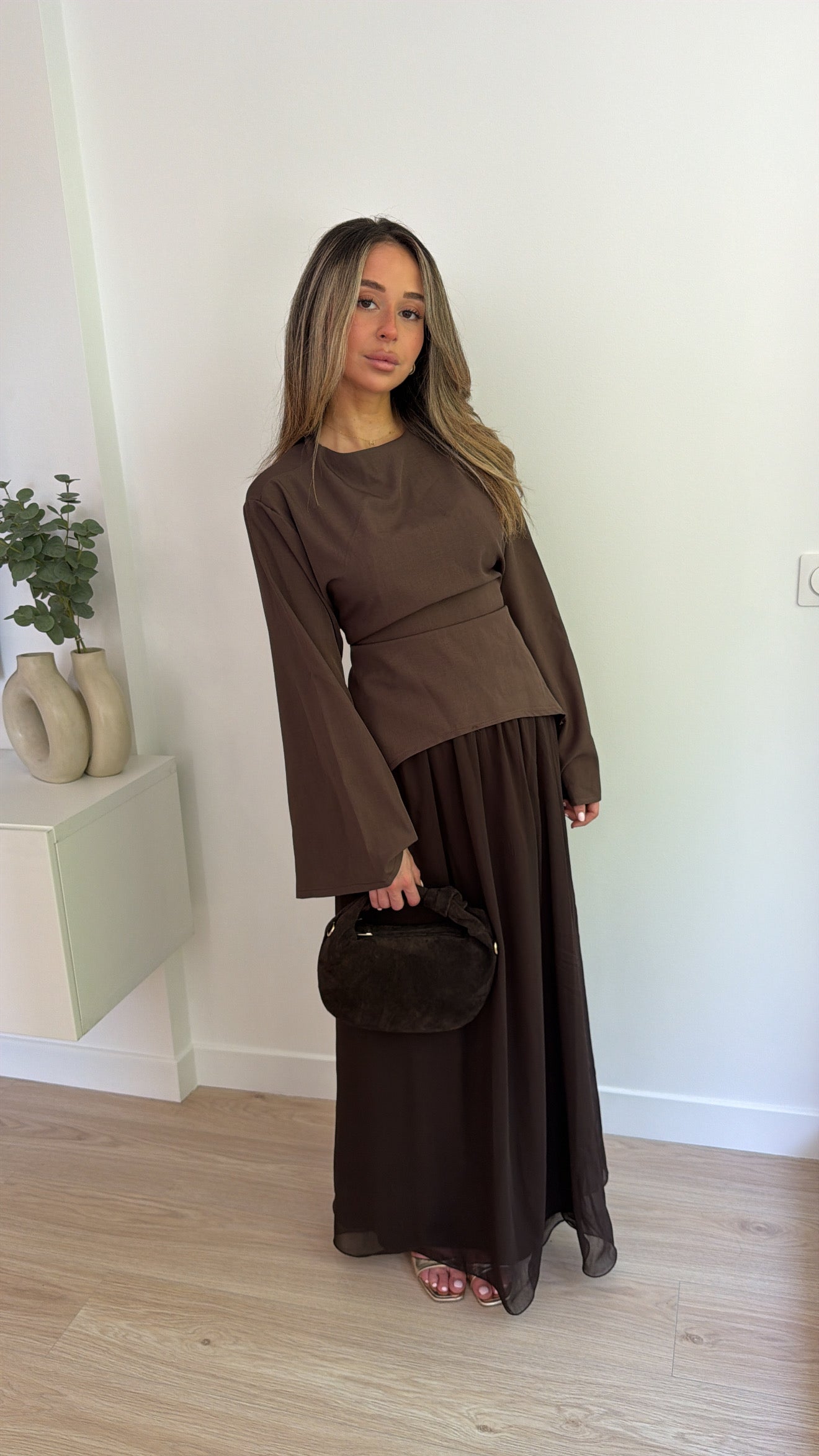 Ensemble jupe ajustable [ marron ]