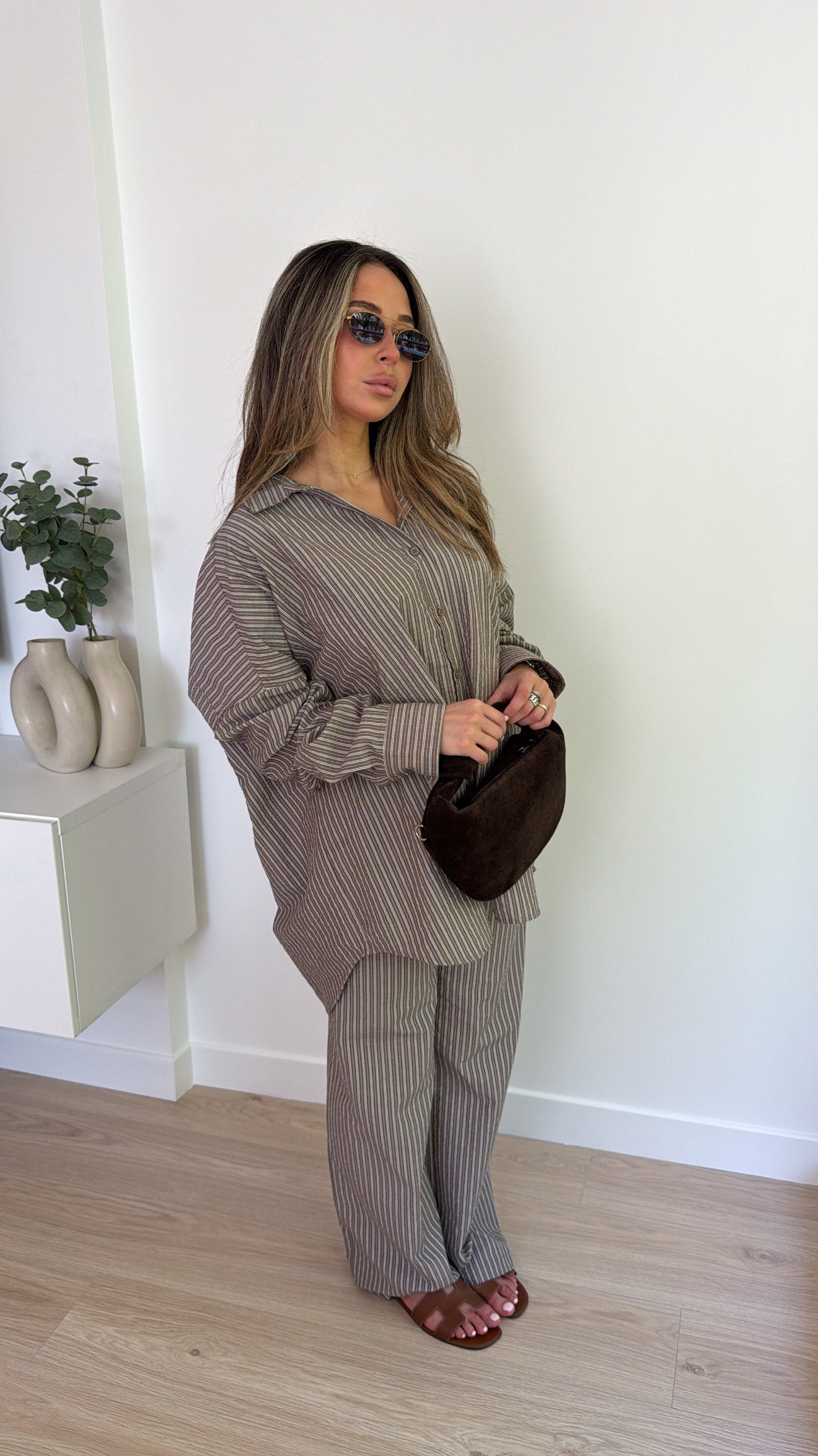 Ensemble rayé [ marron ]
