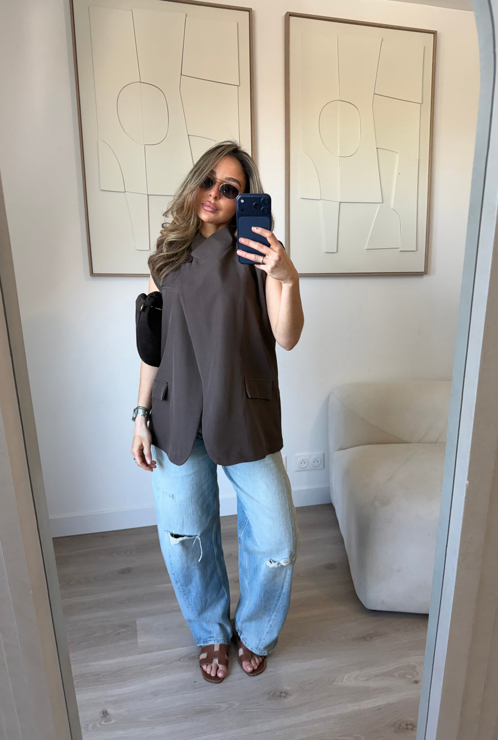 Blazer sans manche ASLAN [ marron ]
