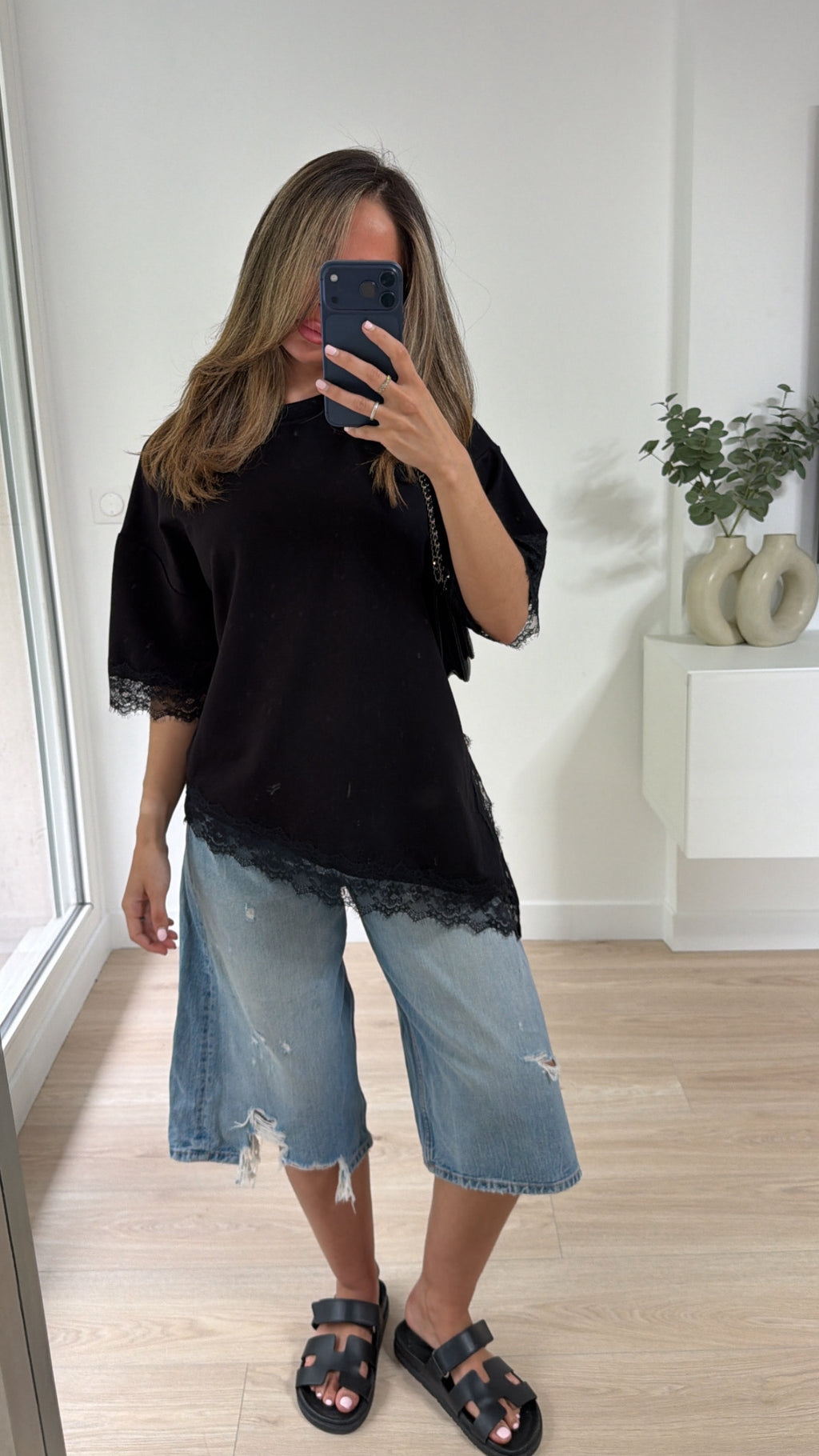 T-shirt dentelle [ noir ]