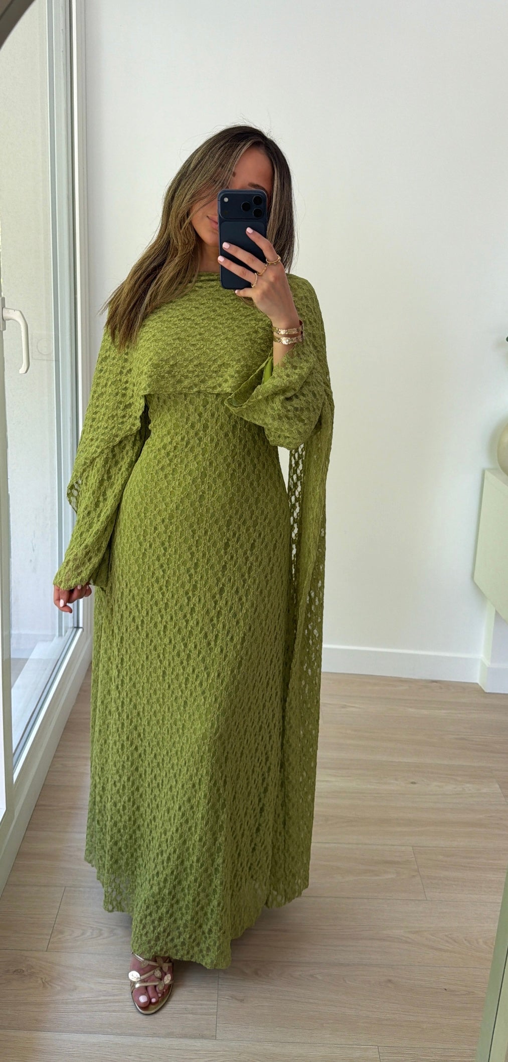 Robe dentelle ajustable [ vert olive ]