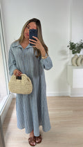 Chemise longue rayé [ bleu ]